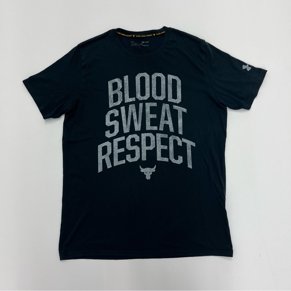 Under Armour Project Rock T-Shirt Size Medium Blood Sweat Respect - Black
